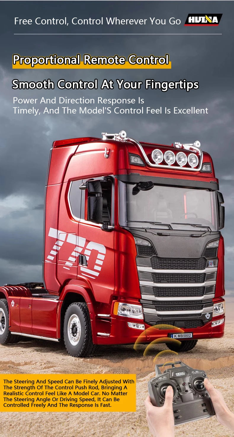 Huina 1501 770S RC Camion 1/18 2.4G Telecomando Con Luce E Suono Ingegneria Rimorchio Giocattolo