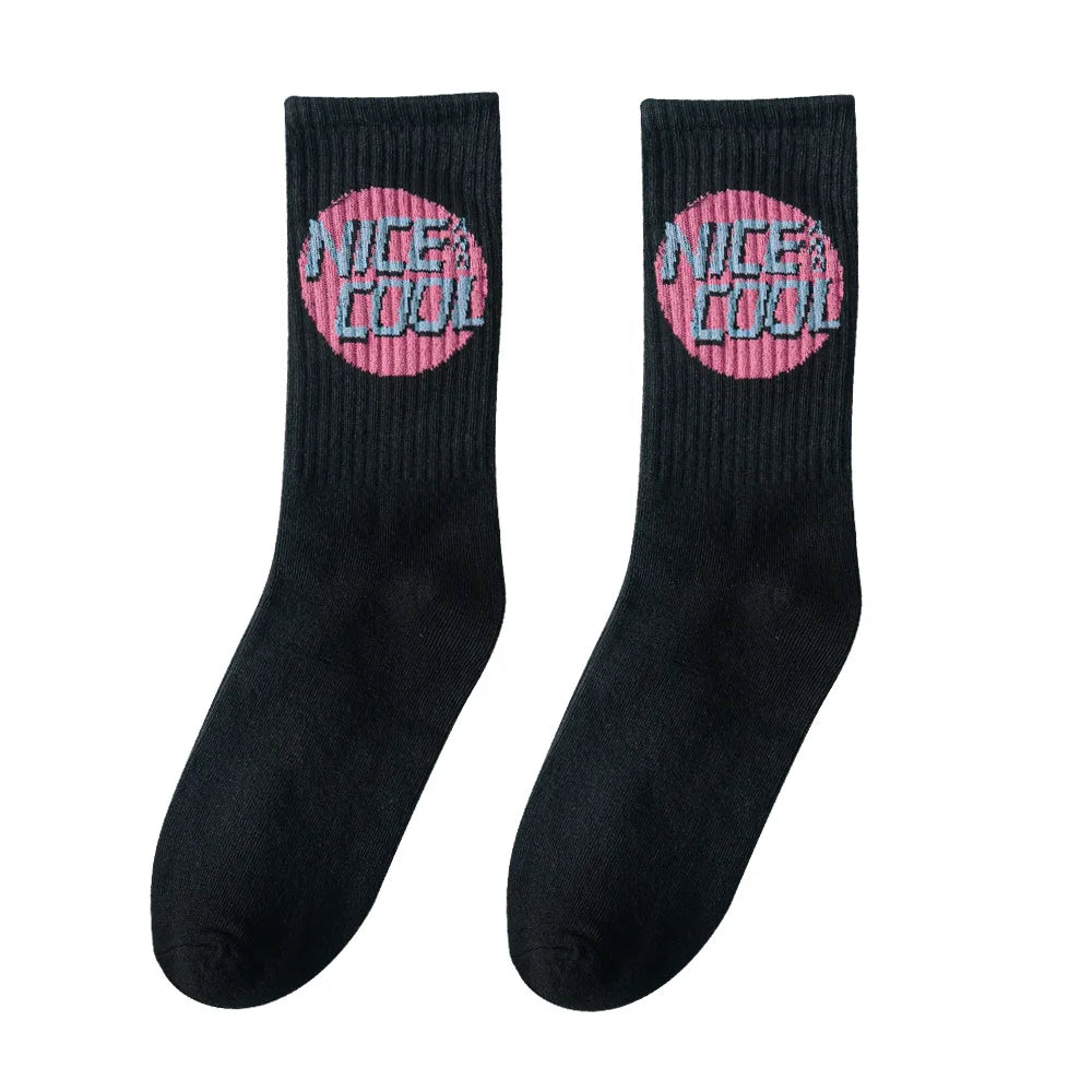 Calzini A Tubo Unisex Multicolore Traspiranti Con Alfabeti Per Sport Hip Hop Street Coppie