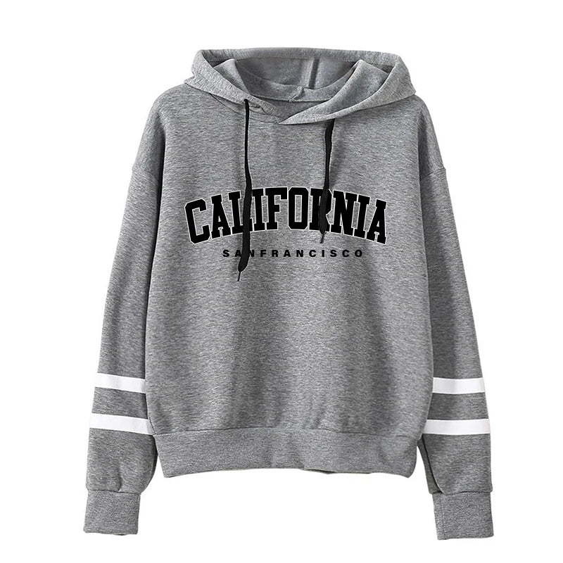 Tuta Da Donna California Stripe Felpa Con Cappuccio Casual Versatile Abito Pantaloni Abiti Da Strada S3XL