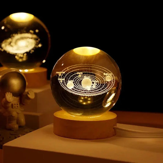 Regalo Festival USB LED Night Light, Galaxy Crystal Ball Lamp, 3D Planet Moon Lamp, decorazione domestica