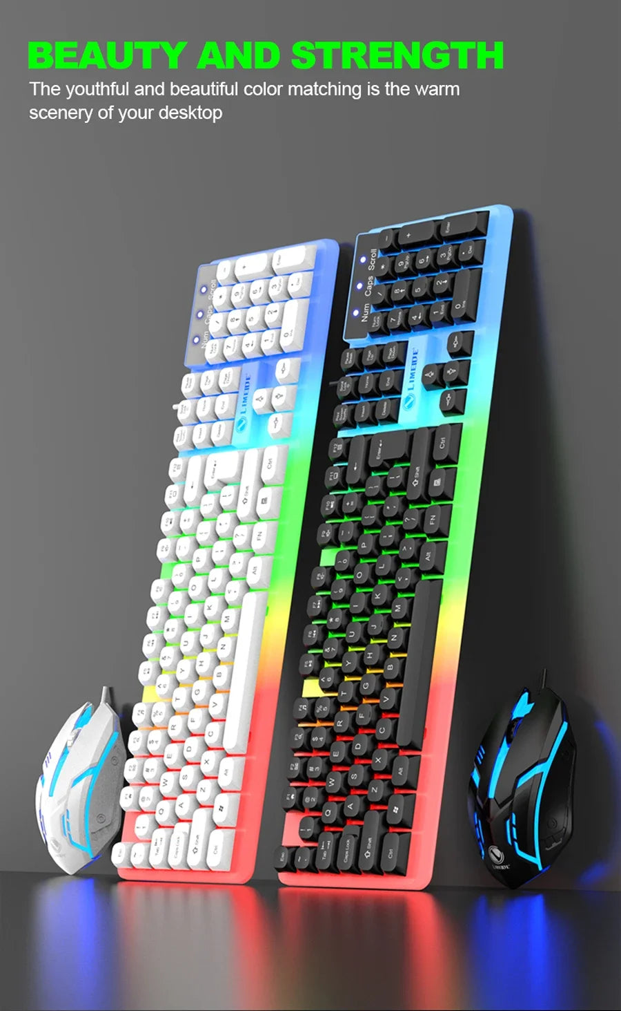 NG GTX350 Tastiera Da Gioco E Mouse Combo USB Cablata Con Retroilluminazione LED Per PC Desktop Nero