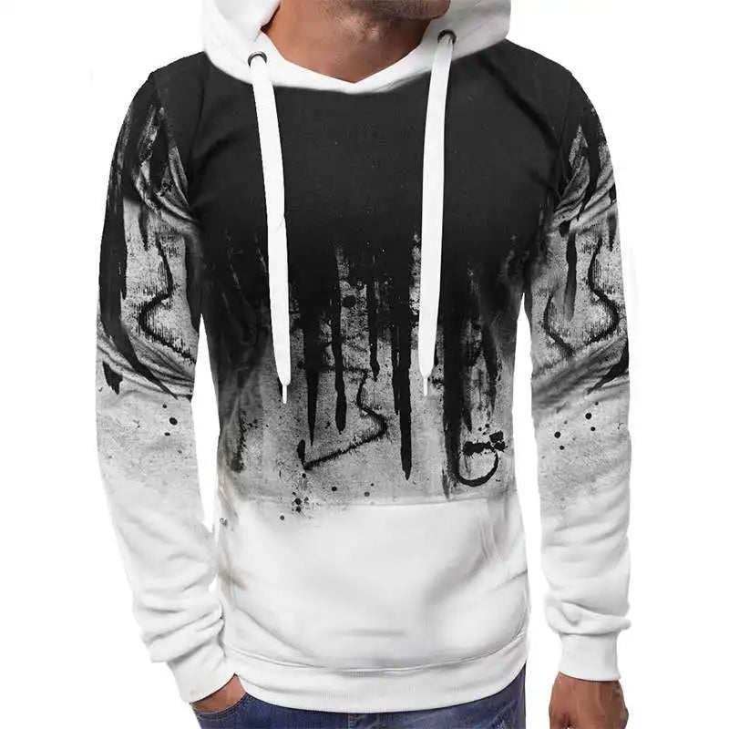 Tuta Da Uomo Mimetica Con Cappuccio 2 Pezzi Autunno Inverno Inchiostro 3D Abbigliamento Sportivo