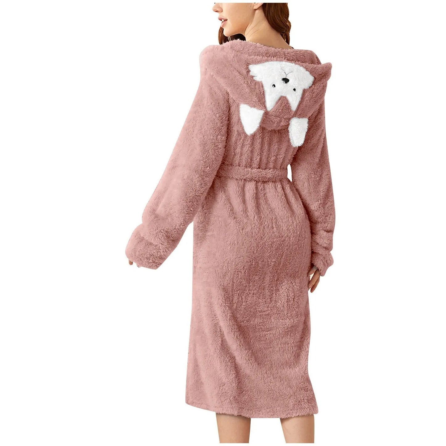 Accappatoio In Flanella Con Cappuccio Orecchie Di Coniglio Donne Inverno Caldo Maniche Lunghe Pigiama In Velluto