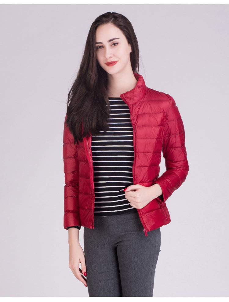Cappotto Imbottito Femminile Ultraleggero Ripiegabile Collo Alla Coreana Slim Fit Da Ufficio 2023 Nuovi Arrivi
