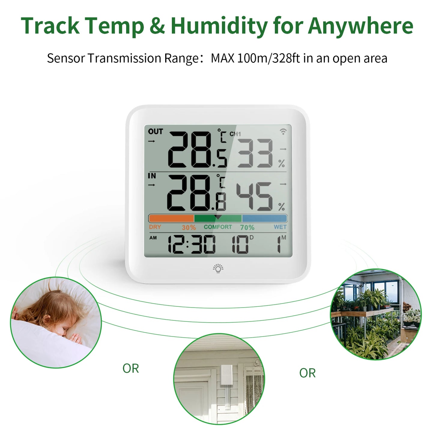 NOKLEAD Termometro Digitale LCD Igrometro Misuratore Di Umidità E Temperatura Interna Ed Esterna Per Ufficio E Casa