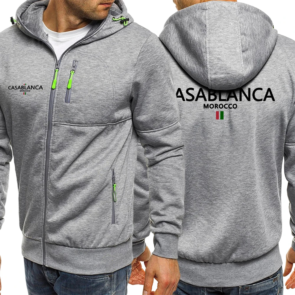 Giacche Con Cerniera Stampate Alfabeto Artistico Marocco Per Uomo Streetwear Autunno Pullover In Pile Casual