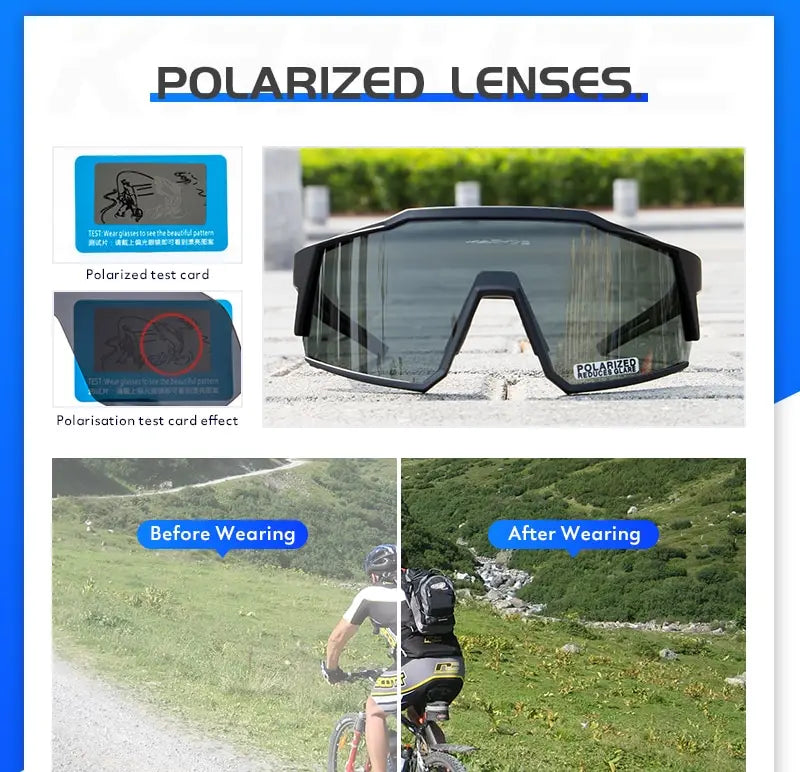 Kapvoe Occhiali Da Ciclismo Polarizzati UV400 Leggeri Per Bici Strada MTB Attrezzatura Sportiva