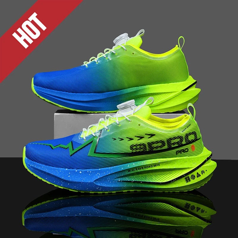 Scarpe Da Corsa Fluorescenti Carbon Board Marathon Uomo Traspiranti Leggere Comode Sneakers Antiscivolo