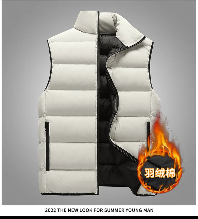 Gilet da Uomo con Colletto Rialzato Mandarino Elegante e Casual per Abiti Autunnali Invernali Spesso Caldo