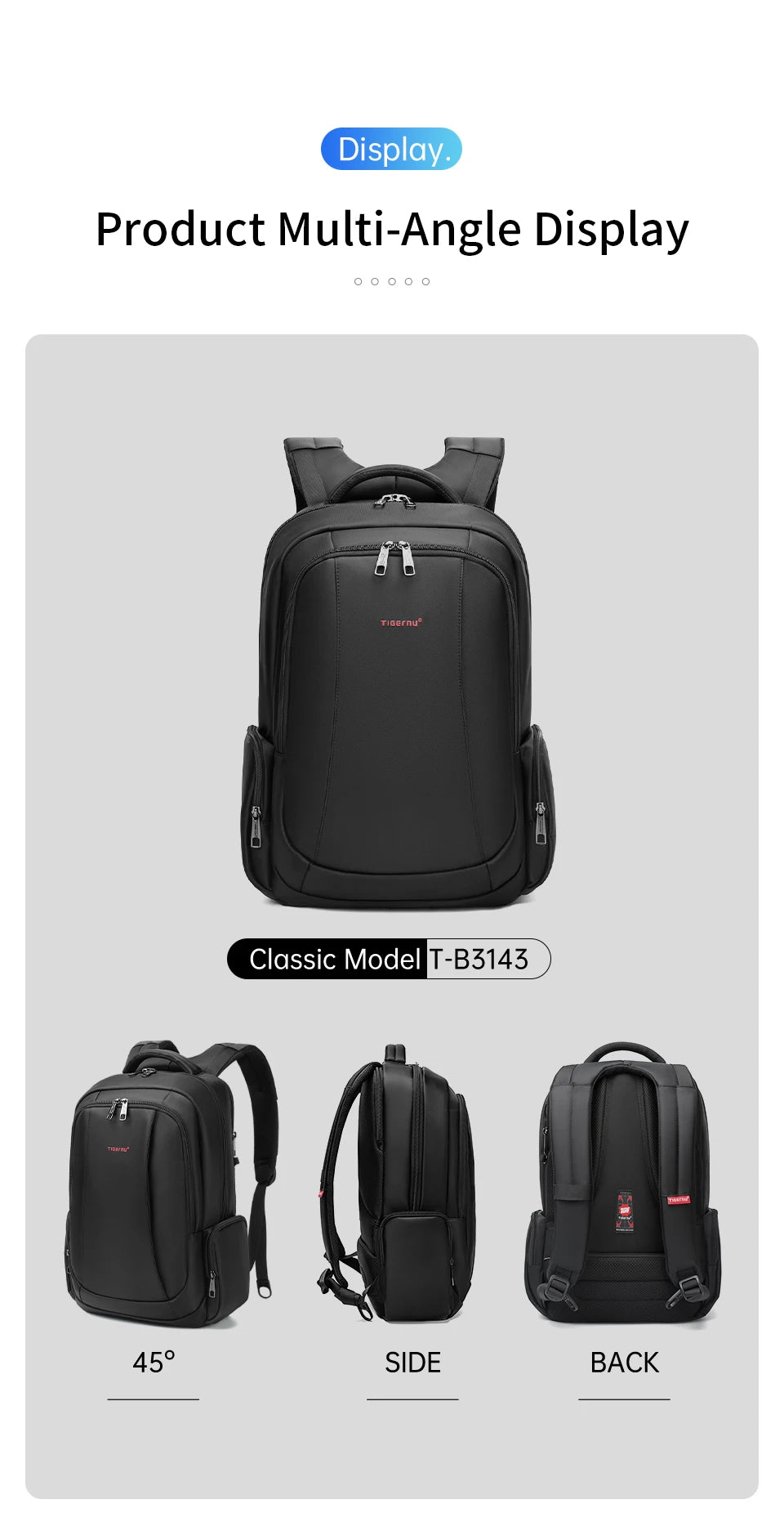 Tigernu Zaino Da Uomo In Nylon 14 15.6 17.3 Pollici Per Laptop Zaino Da Scuola E Viaggio