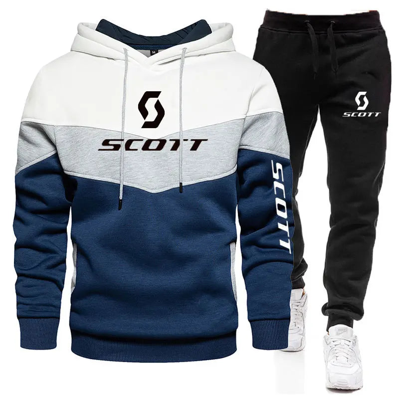 Tuta Da Uomo In Due Pezzi Autunno Felpa Con Cappuccio E Pantaloni Set Sportivo Casual Per Ciclismo