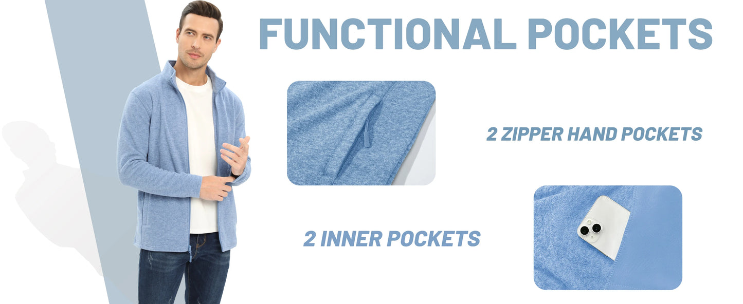 Tacvasen Giacche In Pile Leggere Con Zip Intera Da Uomo Casual Primaverile Con Tasche E Colletto Alla Coreana