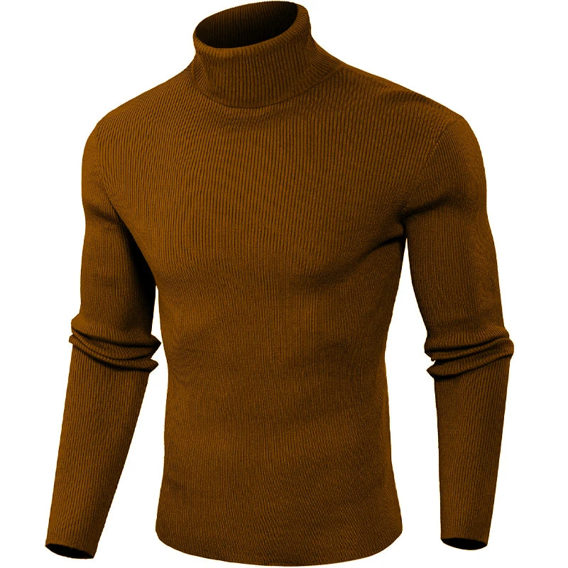 Dolcevita Di Lana Rigata Da Uomo Caldo Pullover In Maglia Casual Senza Cappuccio