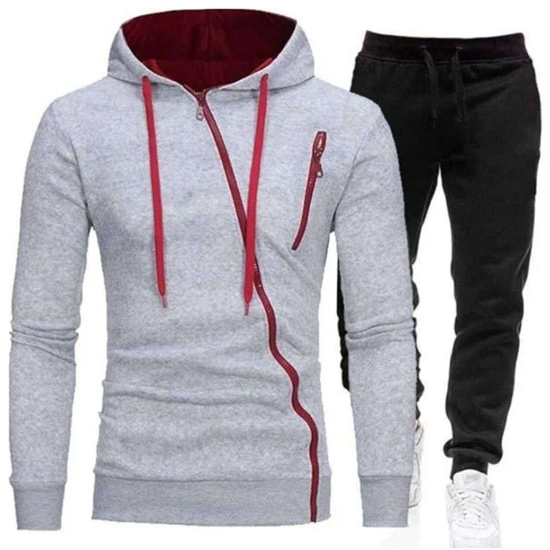 Felpa con Cappuccio Uomo e Pantaloni 2 Pezzi Tuta Sportiva Jogging Set Primavera Autunno Abbigliamento Casual
