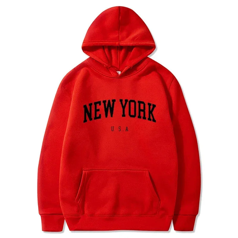 Felpe Con Cappuccio Uomo Donna New York City Stampe Lettere Grafica Casual Harajuku Pullover Abbigliamento Sportivo