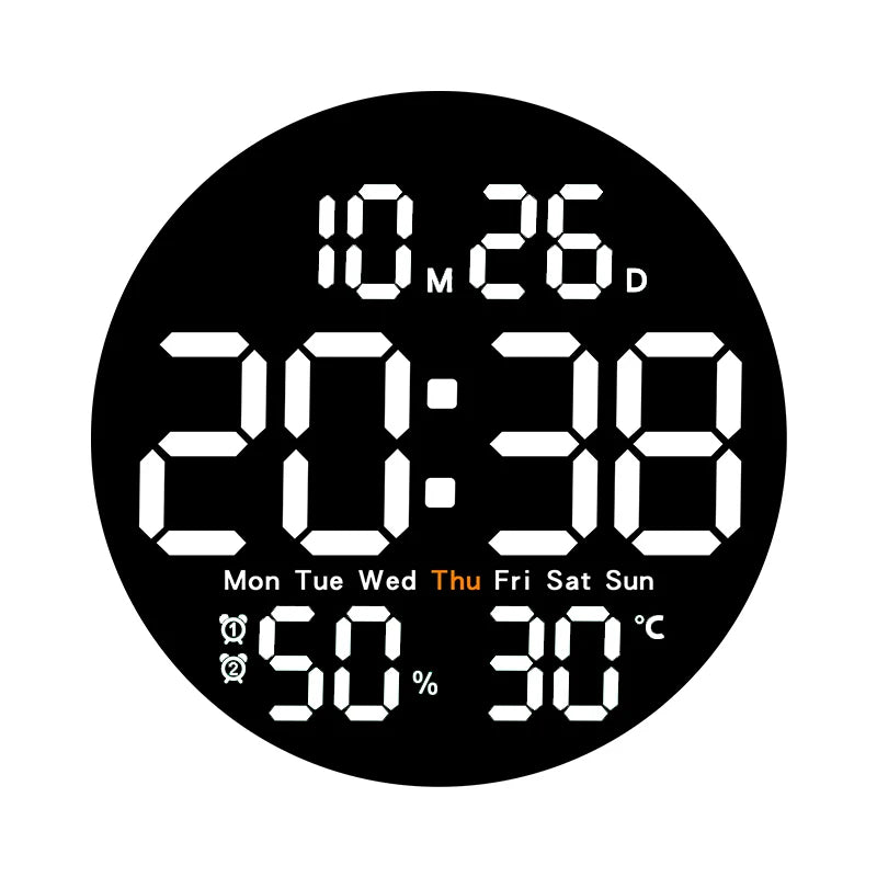 Orologio Da Parete Digitale DieciPollici Con Telecomando Temperatura Umidità Data Conto Alla Rovescia Sveglie Led Dimmer