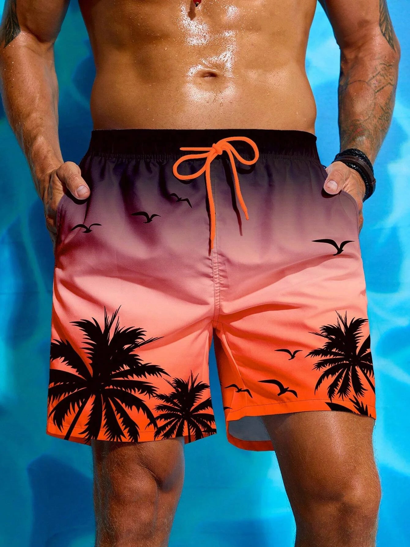 Pantaloncini Da Surf Con Coulisse In Vita E Stampa Di Palme Per Uomo Estate Traspiranti Pantaloncini Da Bagno Stampa 3D