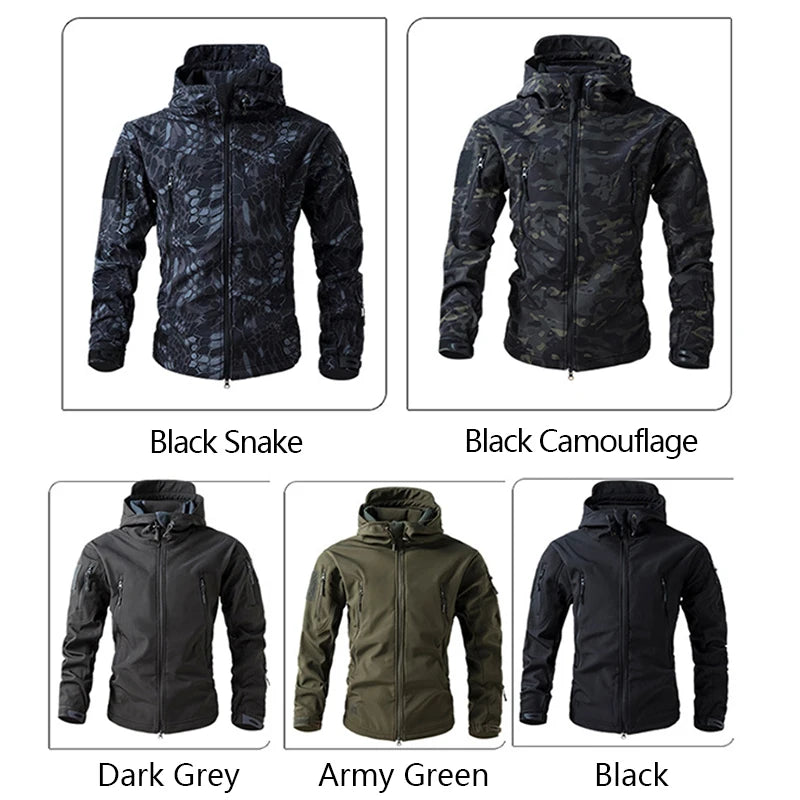 Lurker Giacca Soft Shell Tattica Pelle di Squalo Uomo Impermeabile con Cappuccio Mimetica Esterno da Caccia Autunno