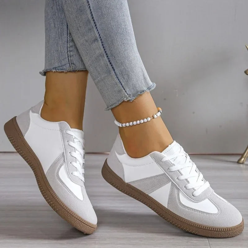 Scarpe Sportive Da Donna Vulcanizzate Piatte Stringate Colori Misti Moda Autunno 2025 Comode Casual