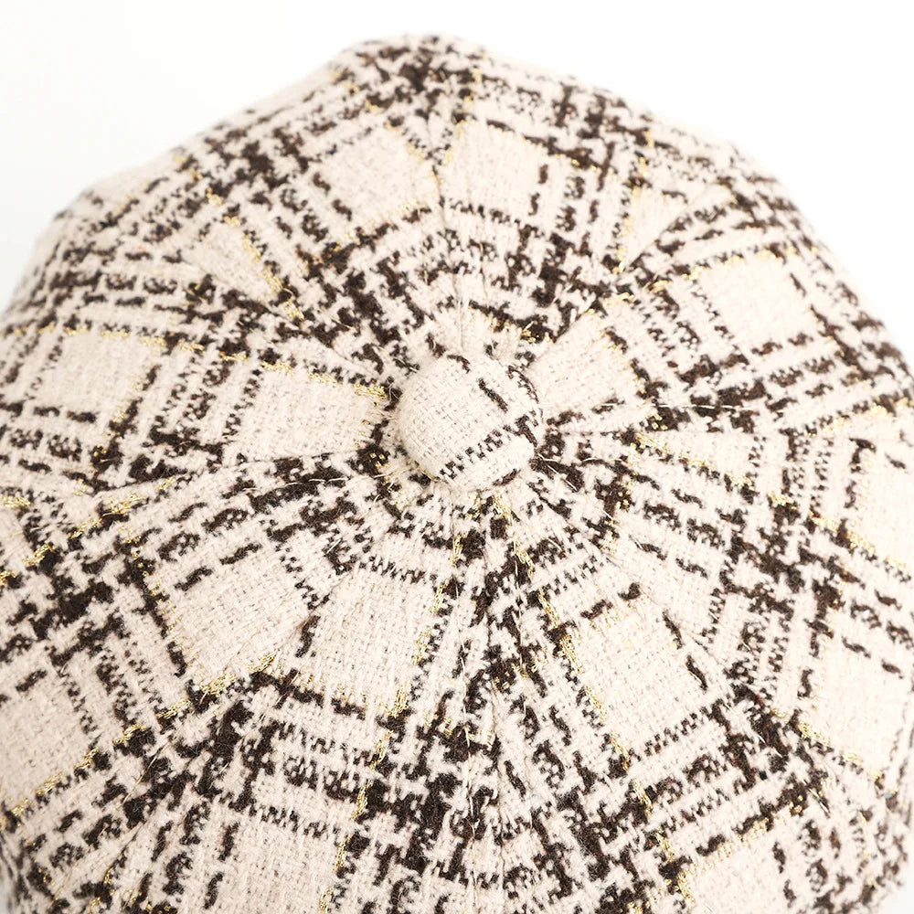 Berretto Da Donna Ottagonale Scozzese Vintage Dolce Casual Stile Moda Nuovo Per Donne Elegante