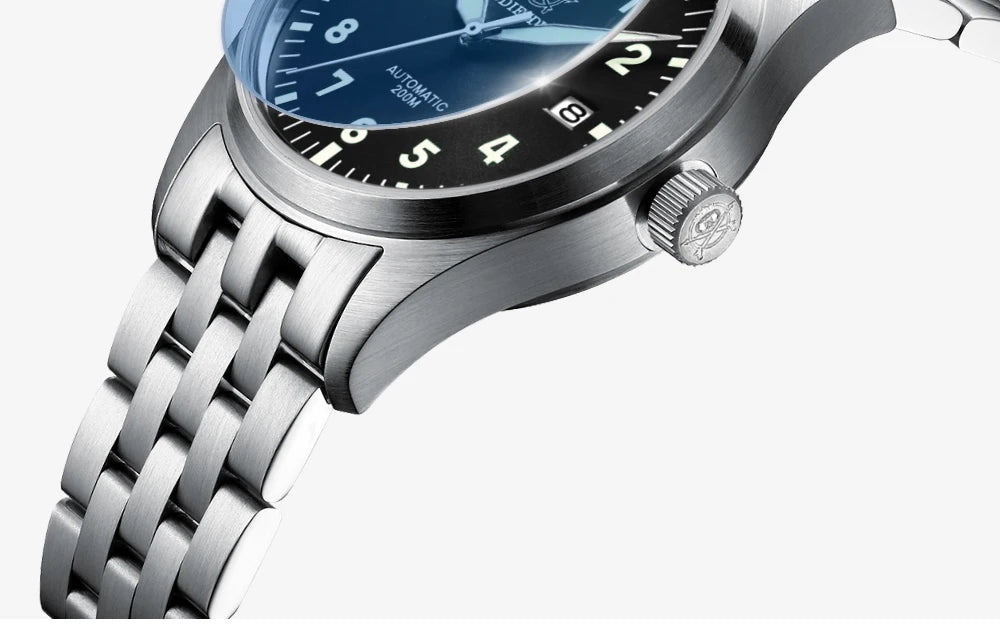 Orologio Meccanico Con Zaffiro 39mm Movimento 8215 Giappone Automatico Da Uomo Impermeabile 200m Luminoso Pilota Retrò