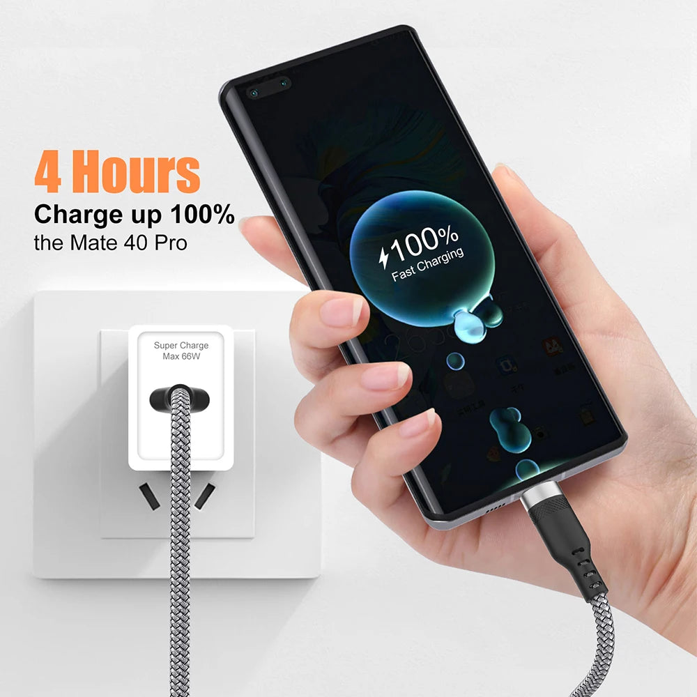 Cavo di Ricarica USB Tipo C 6A Esteso 1m 2m 3m 5m 8m Compatibile con Huawei Xiaomi OnePlus Oppo Vivo Treccia Durevole