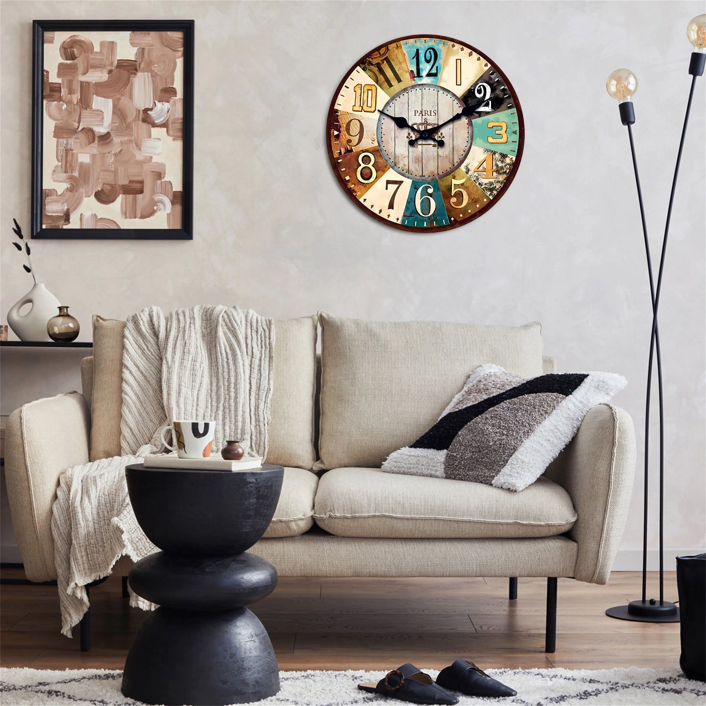Orologio Da Parete In Legno Mediterraneo Retrò Silenzioso Quarzo Decorazione Casa Misure 10 12 14 16 Pollici Regalo