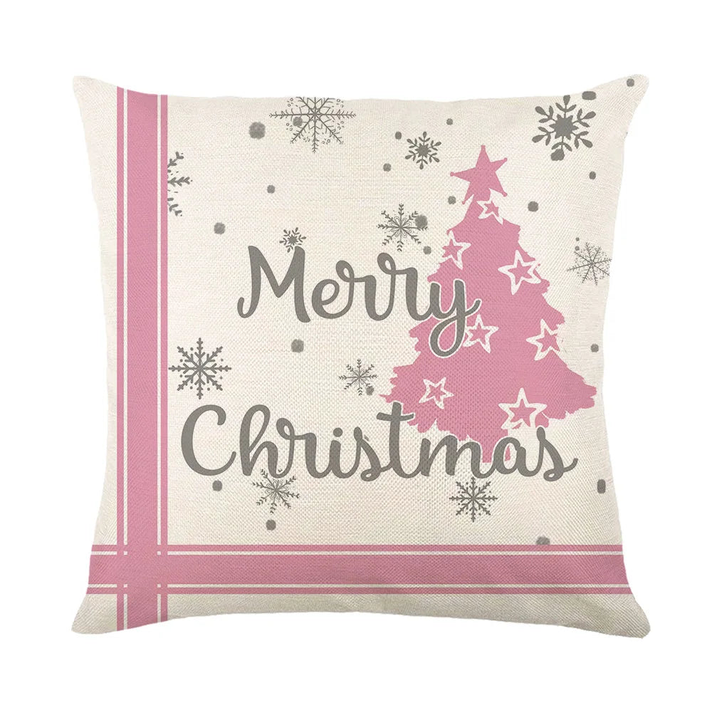 Federa Per Cuscino Natalizio 45x45 Cm In Lino Con Pupazzo Di Neve Per Divano Decorazione Natalizia Sobria Edizione 2024