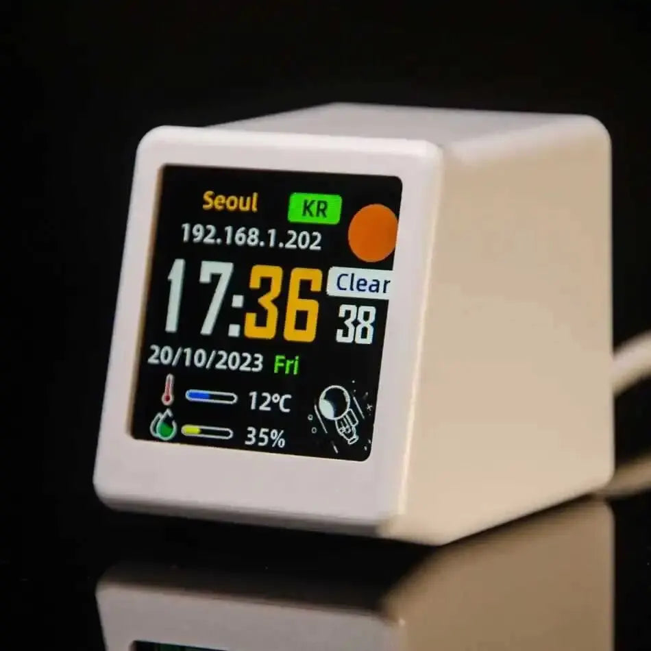 Orologio Stazione Meteo WiFi Ultra Intelligente GeekMagic Decorazione Letto Ora Dati Album Fotografico Gif Animazione