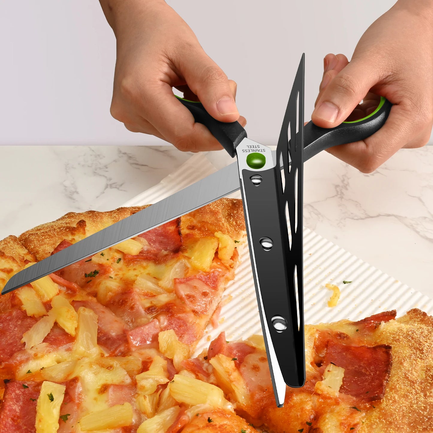 Cesoie Per Pizza Staccabili In Acciaio Inossidabile 2 In 1 Forbici Da Cucina Spatola Ecologiche Per Uso Domestico