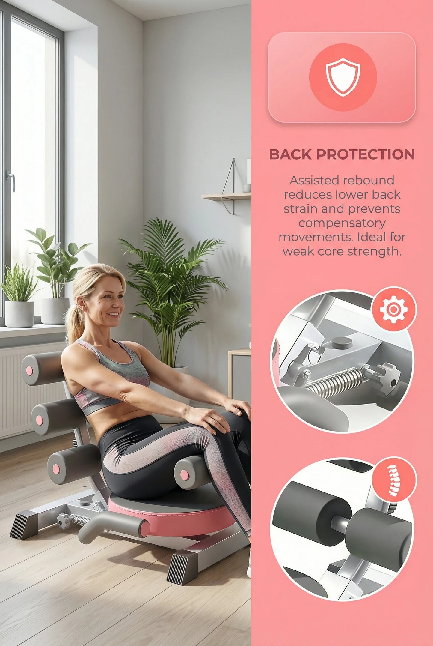 Scooter Addominale Multifunzionale Per Allenamento Core A Casa Con Compressore Integrato Per Definire Addominali