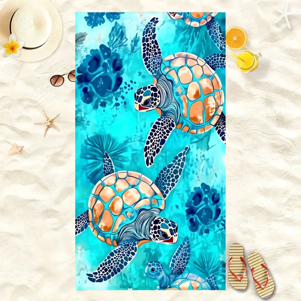 Telo Mare Per Donna Con Motivo Onde Oceaniche E Floreale Asciugatura Rapida Super Morbido Anti Sabbia Grande Vacanze