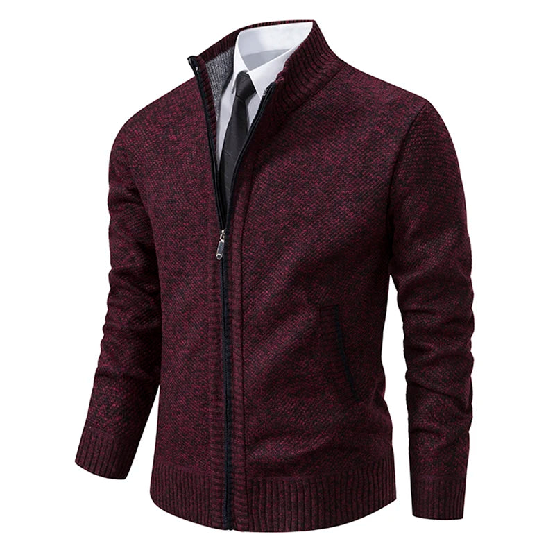 Cappotto Sportivo Casual Da Uomo In Jersey Autunno Inverno Con Colletto Alla Coreana E Cerniera Frontale In Pile