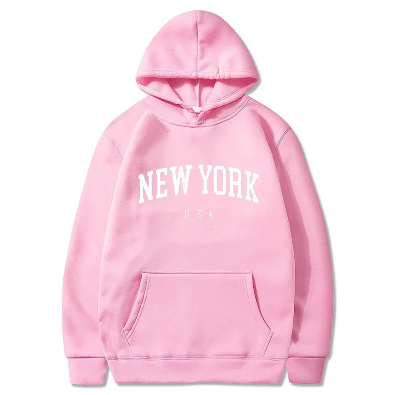 Felpe Con Cappuccio Uomo Donna New York City Stampe Lettere Grafica Casual Harajuku Pullover Abbigliamento Sportivo