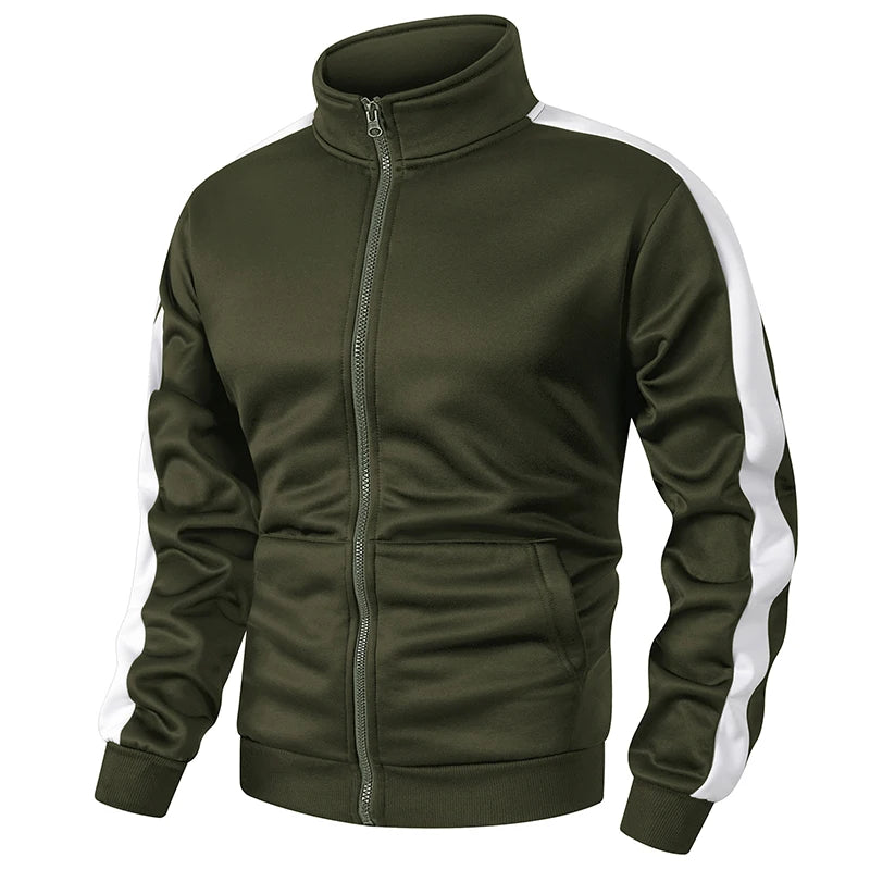 Giacca Sportiva Patchwork Colorblock Da Uomo Con Tasca Kanga Autunno Inverno Foderata In Pile Calda Con Cerniera