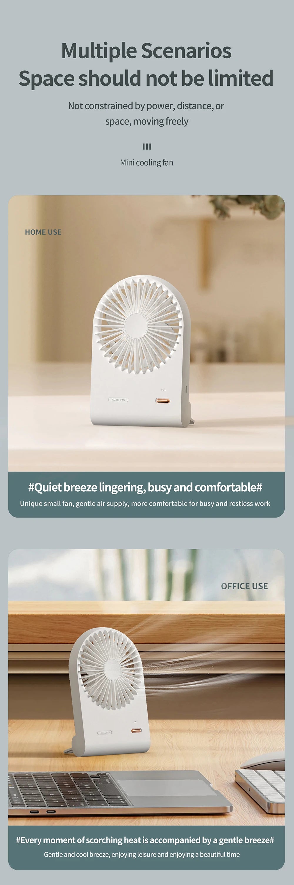 Ventilatore USB Portatile Ricaricabile per Studenti Dormitorio Pratico Compatto Efficiente