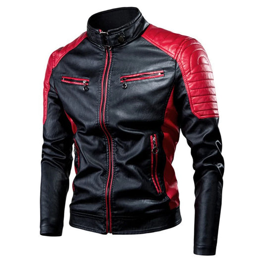 Giacca Da Moto Da Uomo Nera Casual Con Colletto Rialzato Cerniera Maniche Lunghe Tasche Multiple Poliestere Confortevole