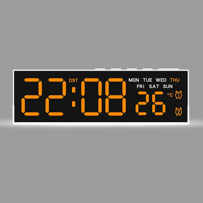 Sveglia Digitale USB Con Luce D'Ambiente Bianca Orologio Da Tavolo LED 12/24 Ore, 3 Livelli Di Luminosità, DST