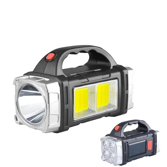 Torcia Portatile Potente Ricaricabile USB Con Luce Solare Led E Lavoro Cob Campeggio E Carica Telefono Con 4 Modalità