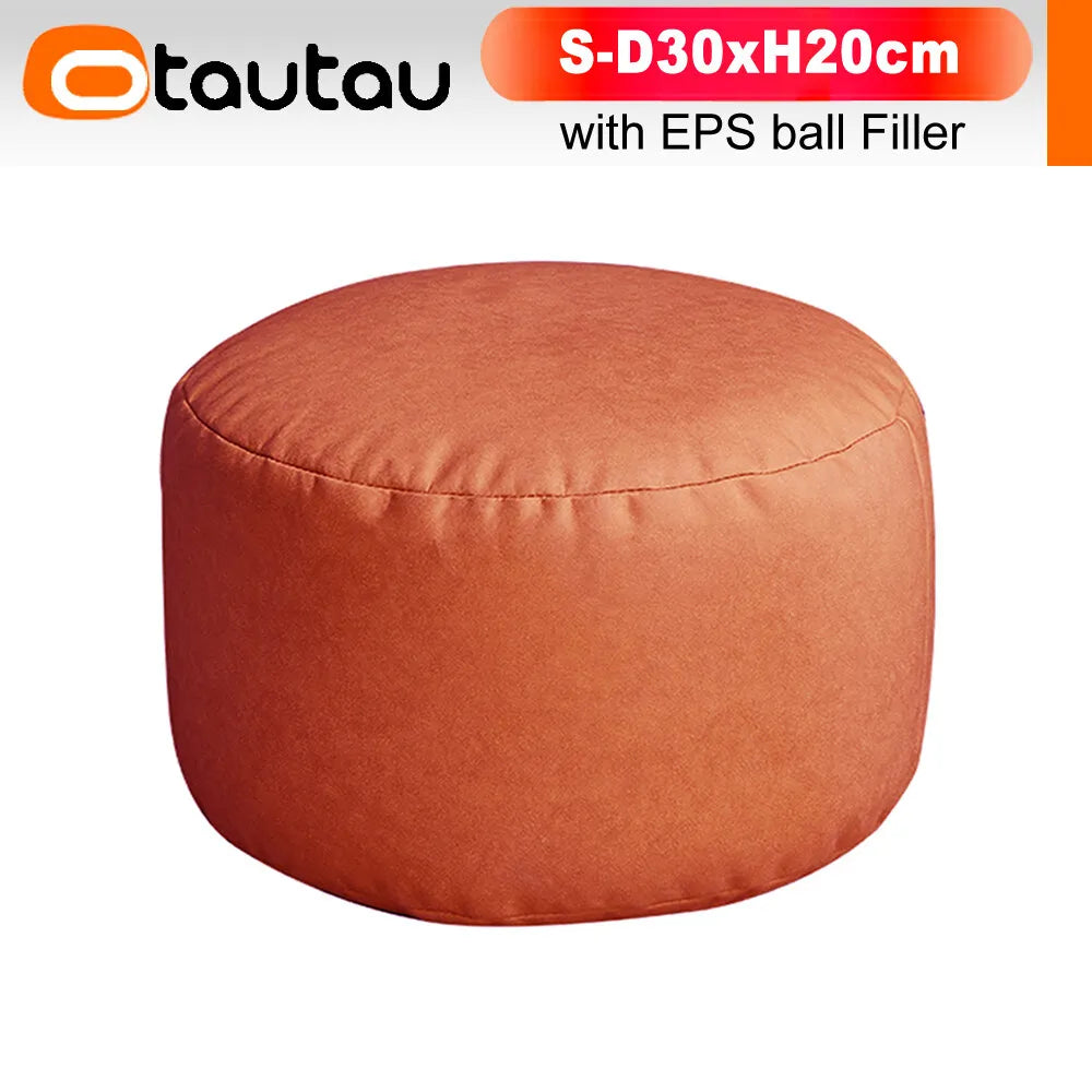 Otautau Beanbag Poggiapiedi Rotondo In Ecopelle Con Sedile Soffio D30xH20cm Sgabello Pouf Per Pavimento