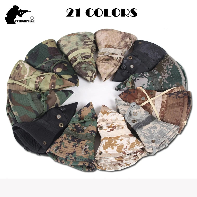 Cappello Boonie Da Pescatore Camouflage All Aperto Protezione Solare Per Esterni Caccia Escursionismo Arrampicata AF056