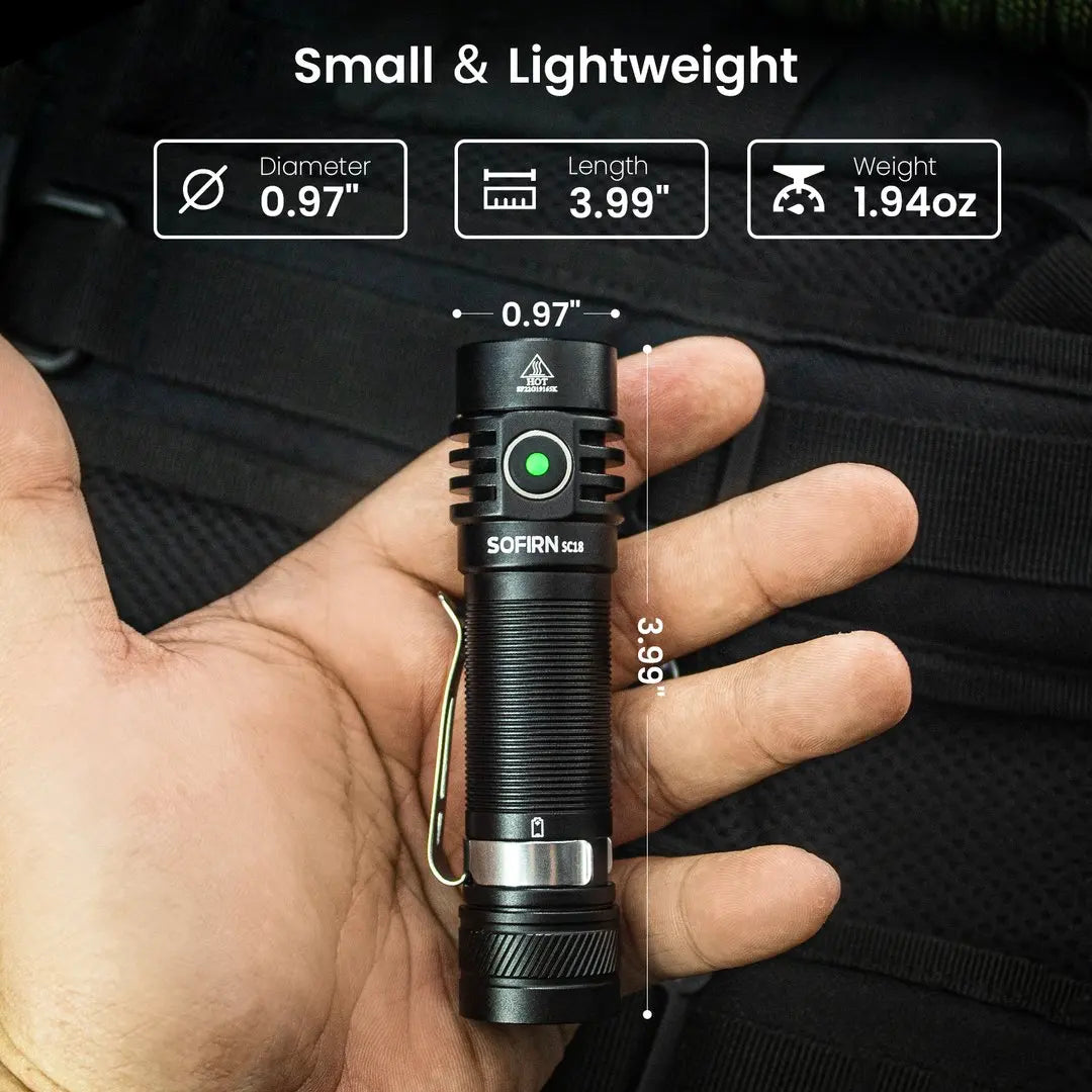 Sofirn SC18 1800lm Torcia EDC USB C Ricaricabile SST40 LED 18650 Ottica TIR Lente Lanterna Indicatore di Alimentazione