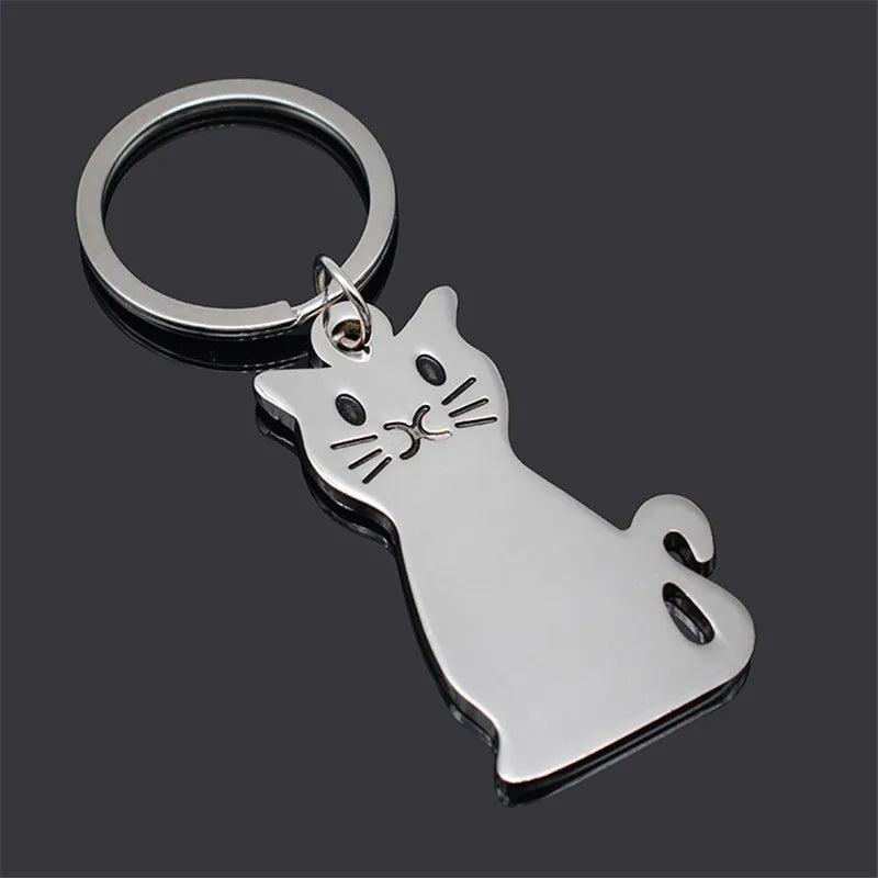 Portachiavi Per Cani E Gatti Carino Per Donna Gattini Fortunati Per Auto Uomo S056 Argento