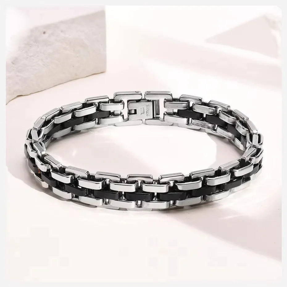 Braccialetto A Catena Con Cinturino Alla Moda In Acciaio Inossidabile Per Uomo 10 Mm Regalo Festa Del Papà
