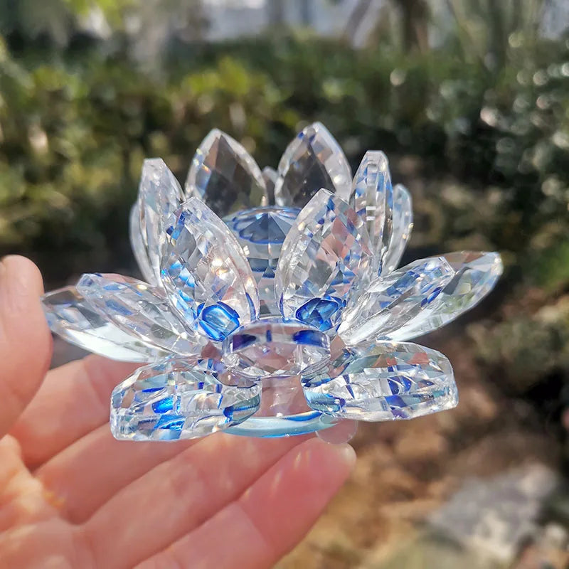 Fermacarte In Cristallo Di Quarzo Fiore Di Loto 80mm Artigianato In Vetro Feng Shui Decorazioni Per Casa Regalo