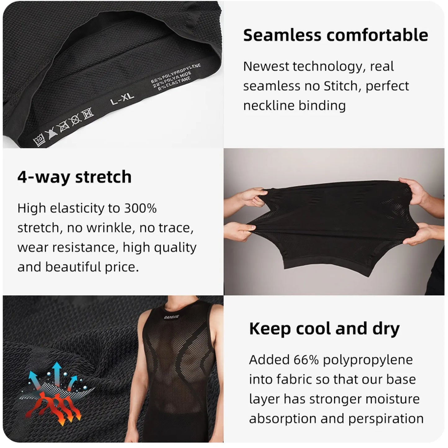 Canotta Base Layer Ciclista Traspirante Compressione Leggera Senza Soluzione Di Continuità Unisex Allenamento Ciclismo