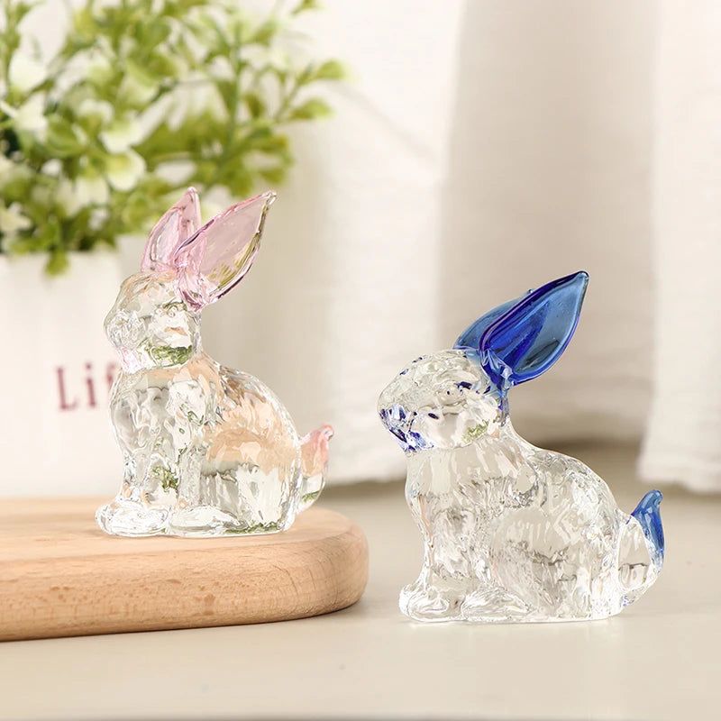 Figurine Fatte A Mano Degli Animali Mascotte Coniglio In Vetro Cristallo Ornamenti Per Tavolo Ufficio Soggiorno