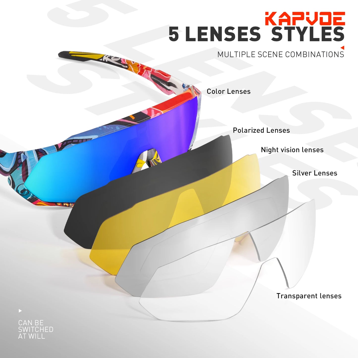 Occhiali Da Ciclismo Polarizzati Kapvoe UV400 Con 5 Lenti Intercambiabili Per Uomo E Donna Unisex Sportivi Da Esterno