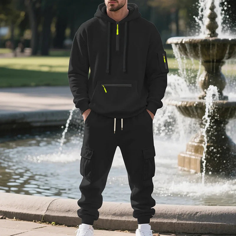 Tuta Sportiva Da Uomo In Pile Per Autunno Inverno Con Zip Tasche Multitasche Abbigliamento Sportivo Casual