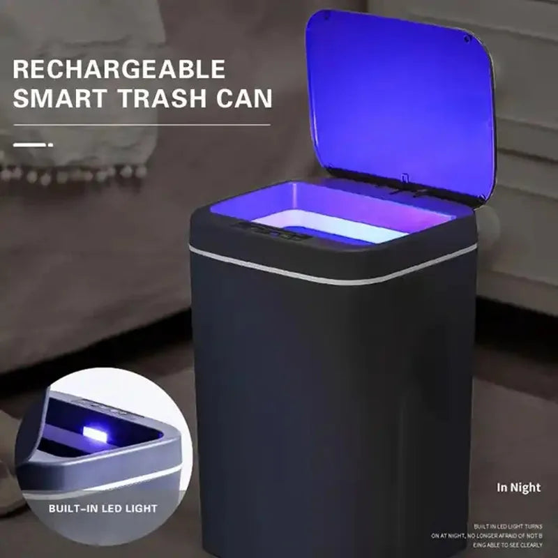 Bidone Spazzatura Elettrico 16 Litri Con Sensore Automatico Touchless Cucina Bagno Impermeabile Coperchio
